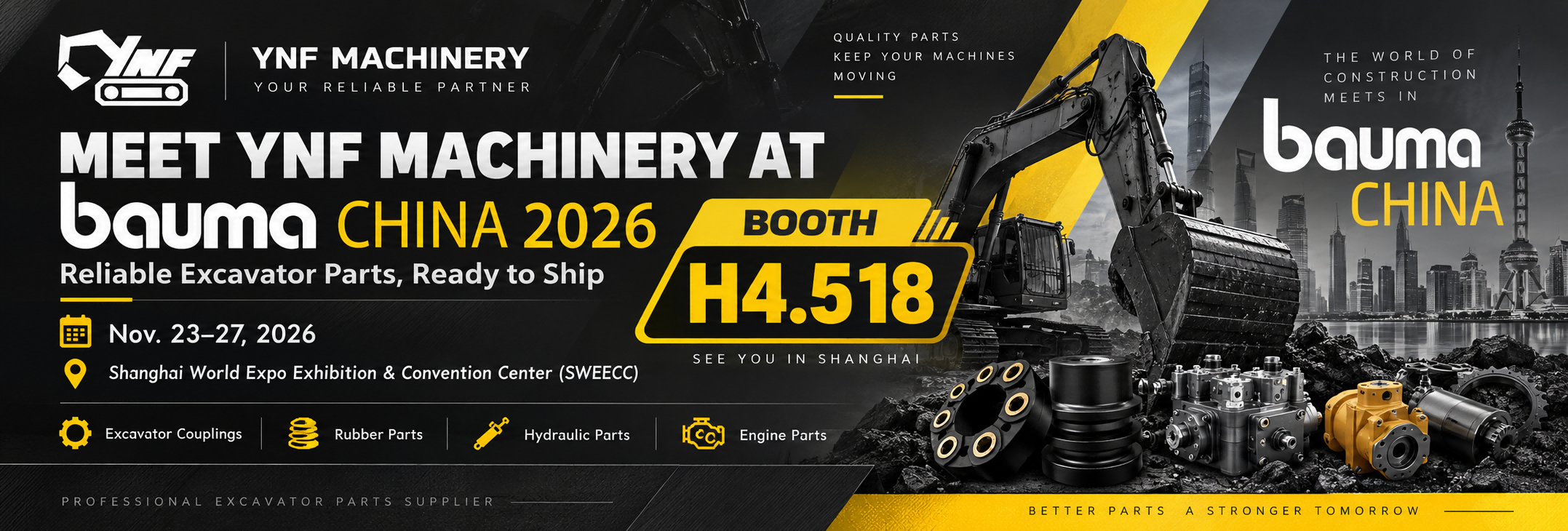 नवीनतम कंपनी ब्लॉग के बारे में Meet YNF Machinery at bauma CHINA 2026 – Visit Us at Booth H4.518
